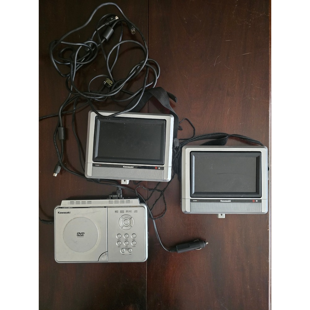 Kawasaki Dual Screen Portable DVD Player 7 Inch Car Entertainment System Silver